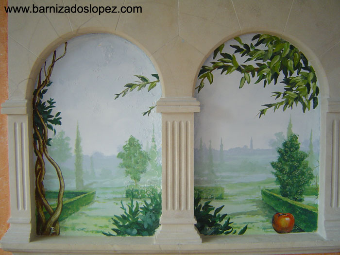 Mural decorativo pintado en la pared de una habitación